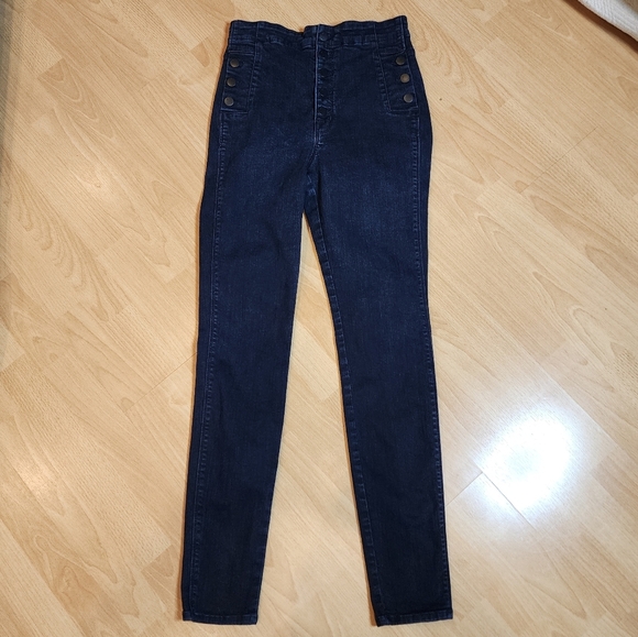 J Brand Natasha Sky High Skinny Jeans Stretch Denim Size 29 Bluebird Darkwash - Picture 12 of 16